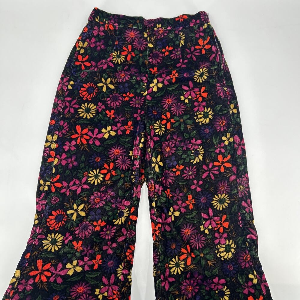 Urban Outfitters Velvet Wide Leg Pants Womens Size 2 Floral Flared Hippie